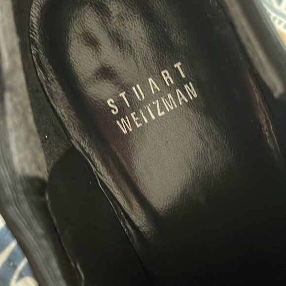 Stuart Weizman Black Stretch Suede Ankle Boots Heels 10.5M - Picture 8 of 9